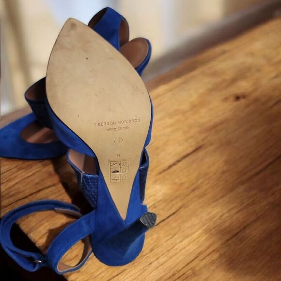Sigerson Morrison DIANA Blue Suede Heels with Slingback Design 7.5 - Picture 3 of 6